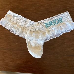 “Bride” lace g-string panties